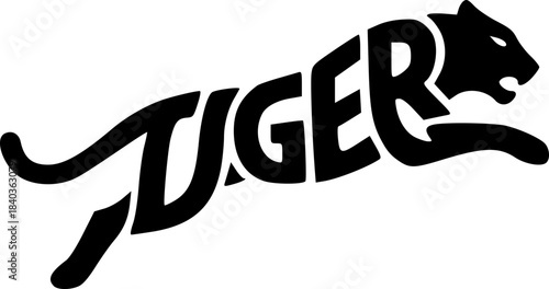 Minimal Tiger Wordmark Logos Formed Within the Word TIGER in Black Vector Style