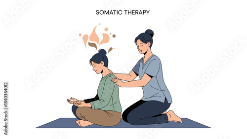 Vector Illustration of Somatic Therapy and Mind-Body Trauma Healing