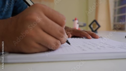 Wallpaper Mural Person writing numbers in a notebook with a pen on a white surface Torontodigital.ca