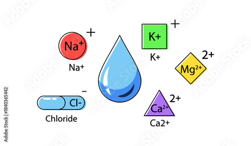 Vector Icons of Important Electrolyte Ions in Water