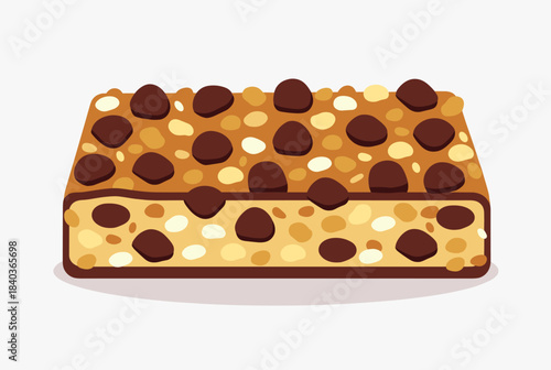 A delicious and healthy granola bar with chocolate chips, perfect for a quick snack or breakfast.