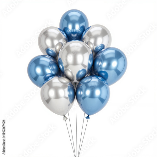 Metallic Balloon Bunch – Blue and Silver Festive Decorations for New Year's Eve Celebrations and Party Styling