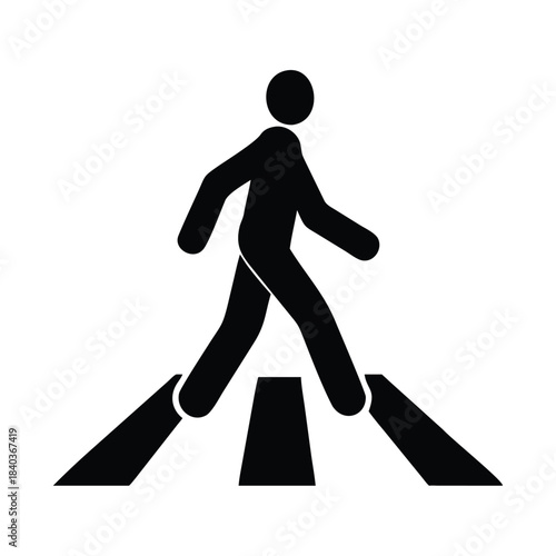 A pedestrian crossing symbol indicates a safe place for people to walk across a street.