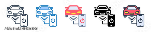 Connected Car multiple style icons set design vector illustration. 