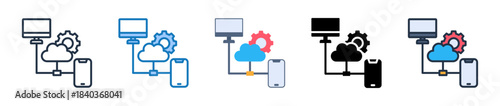 Cloud Device multiple style icons set design vector illustration. 