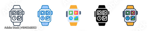 Smart Watch multiple style icons set design vector illustration. 