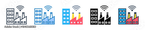Smart Factory multiple style icons set design vector illustration. 