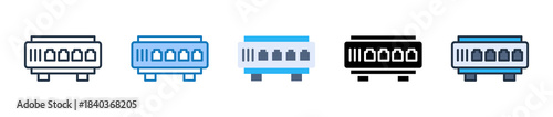 Network Hub multiple style icons set design vector illustration. 