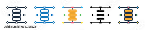 Data Network multiple style icons set design vector illustration. 