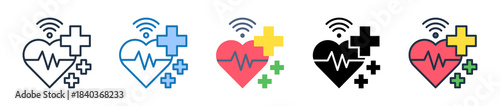 Smart Health multiple style icons set design vector illustration. 