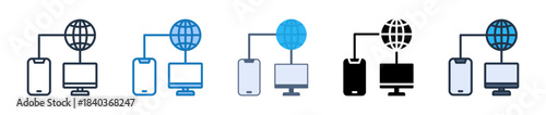 Remote Access multiple style icons set design vector illustration. 
