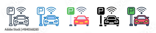 Smart Parking multiple style icons set design vector illustration. 