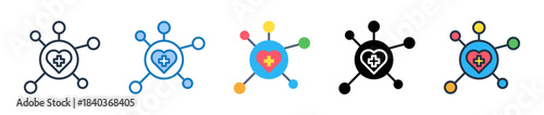 Connected Health multiple style icons set design vector illustration. 