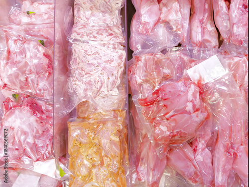  packet of meat (rabbit)at the supermarket	