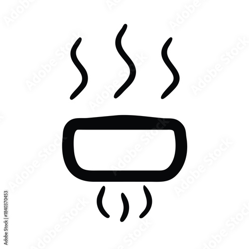 A simple icon representing something hot with steam rising from it.