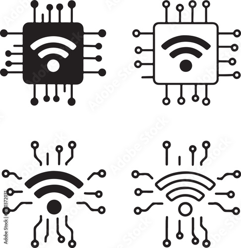 Wifi signal circuit icon, digital wifi, tech vector, minimal black, clean lines, editable, interface, ui, ux, interface icon, tech symbol, modern vector, digital interface, ui element
