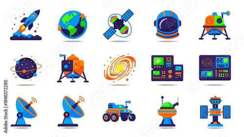 Collection of Space Exploration and Technology Icons.