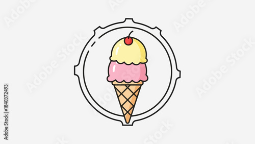Delicious Ice Cream Cone with Cherry on Top.
