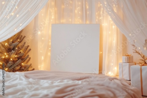 Romantic Bedroom Christmas Poster Mockup