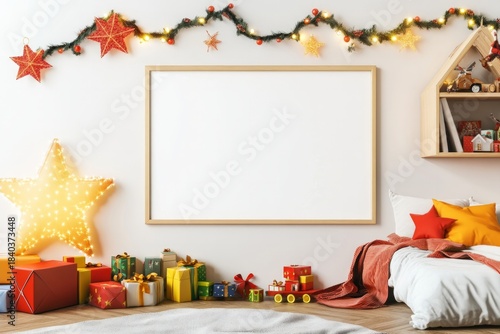 Child’s Bedroom Christmas Poster Mockup