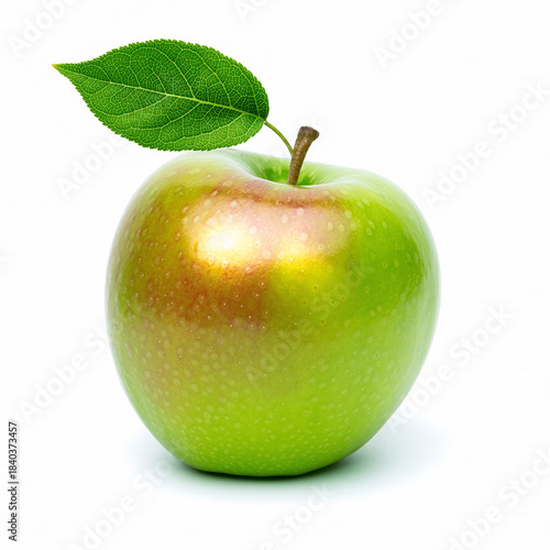 Green Apple with Red Blush and Leaf  © image@9