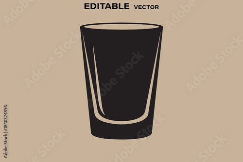 Simple black silhouette of a tall glass on a neutral background