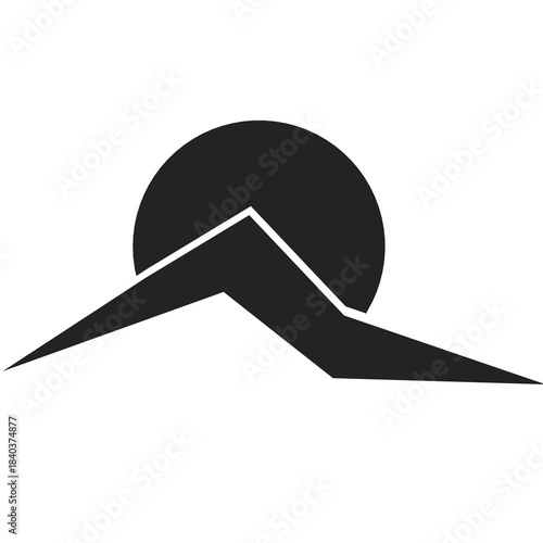 Mountain and Sun Silhouette icon