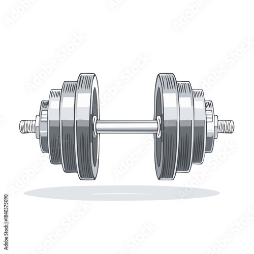 Weightlifting exercise equipment with a dumbbell for strength training and fitness in illustration