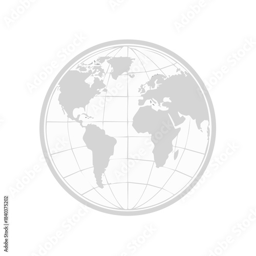 Globe Icon Depicting Earth's Continents and Meridians for Educational and Informative Designs