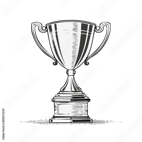 Illustrated trophy cup design, winner award emblem, victory achievement symbol illustration