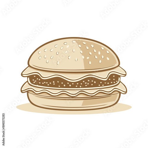 Retro Style Burger Illustration Detailed Single Serving Culinary Icon Classic American Food