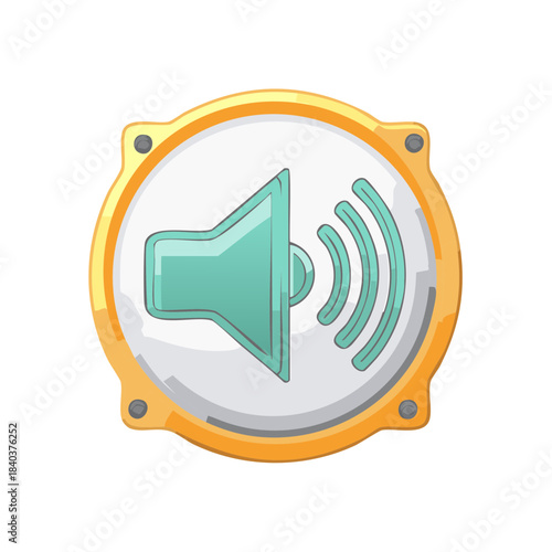 Sound volume button icon graphic design loudspeaker circle button on white. Illustration for websites and applications.