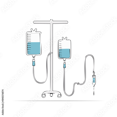 Intravenous fluid therapy medical illustration. Patient support design for sickness or hospital care and treatment aid or infusion. Healthcare drawing