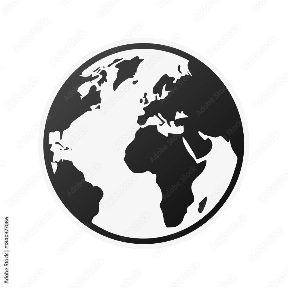 Fototapeta premium Illustration of a Stylized World Globe Showing Continents and Oceans with North America and Europe in Focus