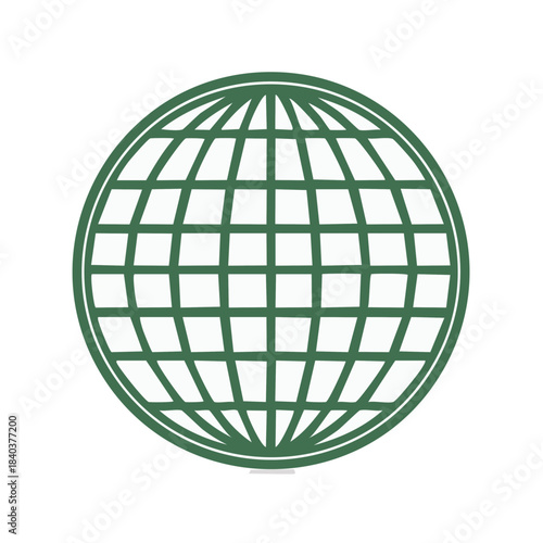 Globe grid illustration on white background. Geographic representation of the world for maps, science, or other abstract use