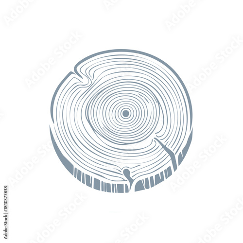 Minimalist Vector Illustration of a Tree Cross Section with Visible Growth Rings