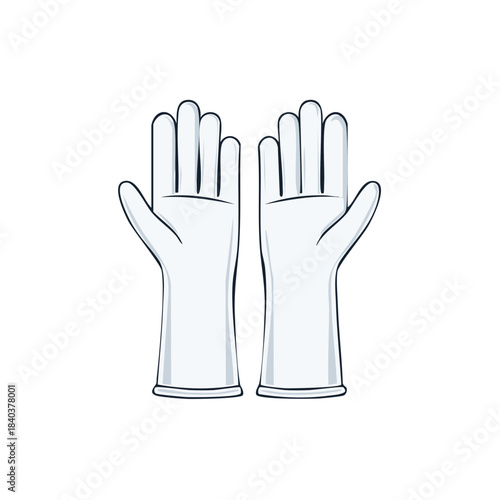 Two clean white protective gloves used for sanitary household or medical care protecting hands from germs and infection