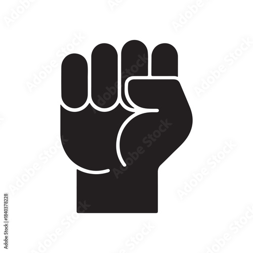 Symbol of Solidarity: A bold, graphic illustration of a clenched fist, a powerful emblem of unity, resistance, and strength.