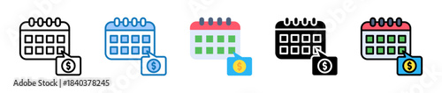 Monthly Payment multiple style icons set design vector illustration. 
