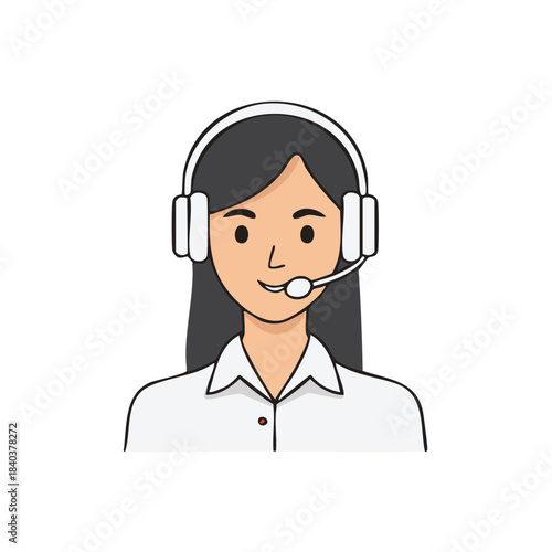 Customer Service Representative Illustration with Headset, Support Concept