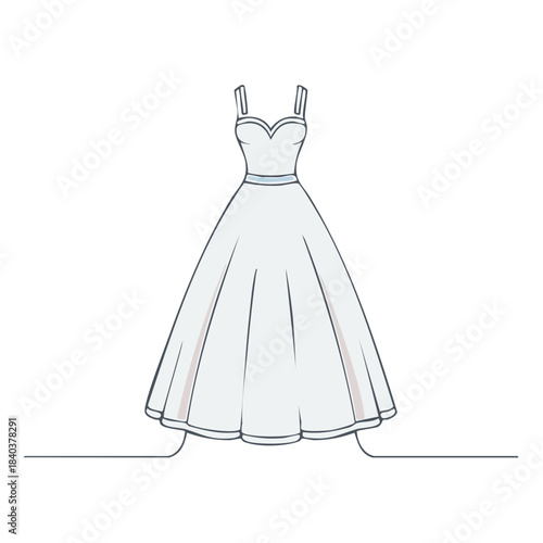 Elegant wedding dress design with thin straps and full skirt for bridal occasion