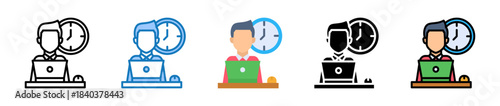 Work Time multiple style icons set design vector illustration. 
