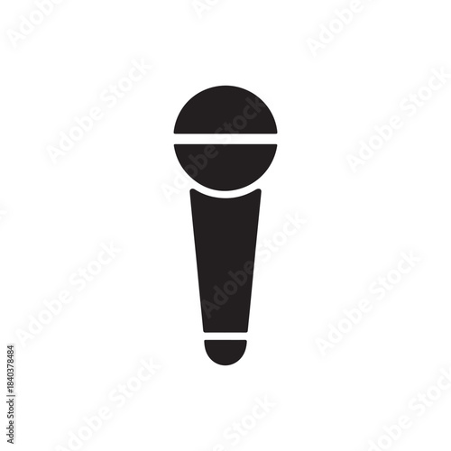 Mic Icon: Simple black microphone, ideal for music, podcast, audio recording, and communication applications.