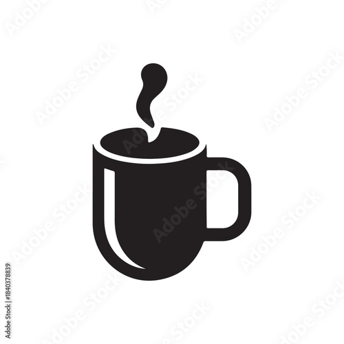 Warm Coffee Mug: A minimalist illustration of a steaming coffee cup, its elegant curves and rising vapor lines suggest a sense of warmth and comfort.