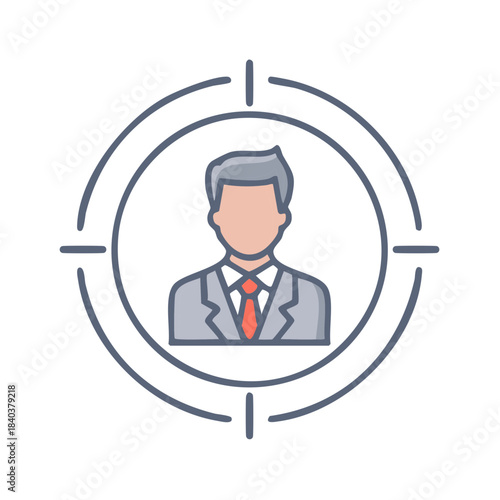 Targeted Businessman Icon Illustration for Recruitment and Goals