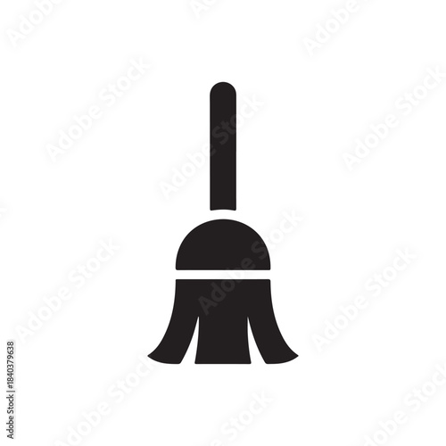 Broom Icon: A sleek, minimalist black broom icon, ready to sweep away any notion of chaos, offering a sense of order and cleanliness.