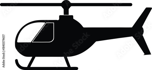 Helicopter flying in the sky in a simple vector silhouette illustration