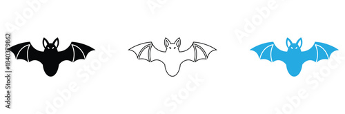 Stunning collection of stylized bat icons offering solid fill outline and vibrant color variations perfect for Halloween design