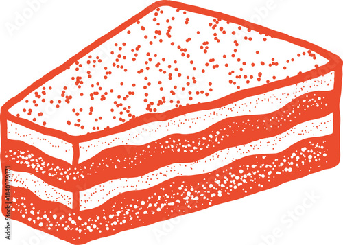 Hand drawn Greek dessert cake slice illustration isolated