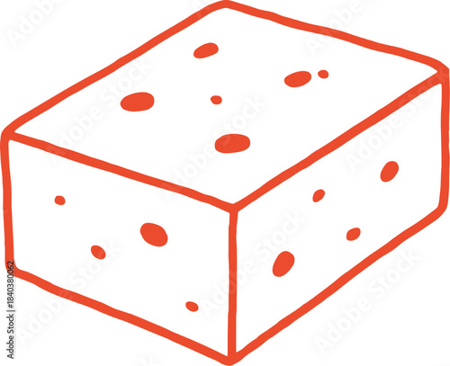 Hand drawn Greek feta cheese block illustration isolated